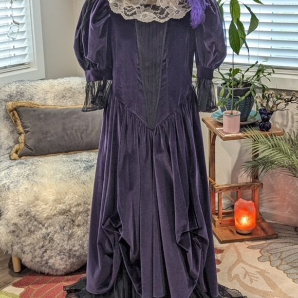 "RECOLLECTION" PURPLE VELVET DRESS - Picture 1 of 2